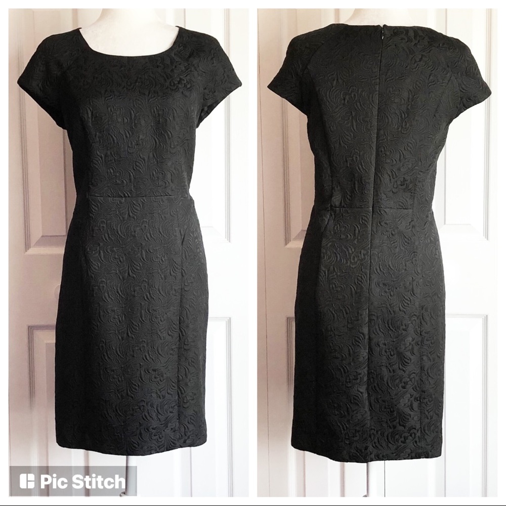 Contemporaine Exclusivite Simons Black Floral Jacquard Sheath Dress Large